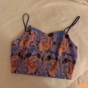 Purple floral crop top